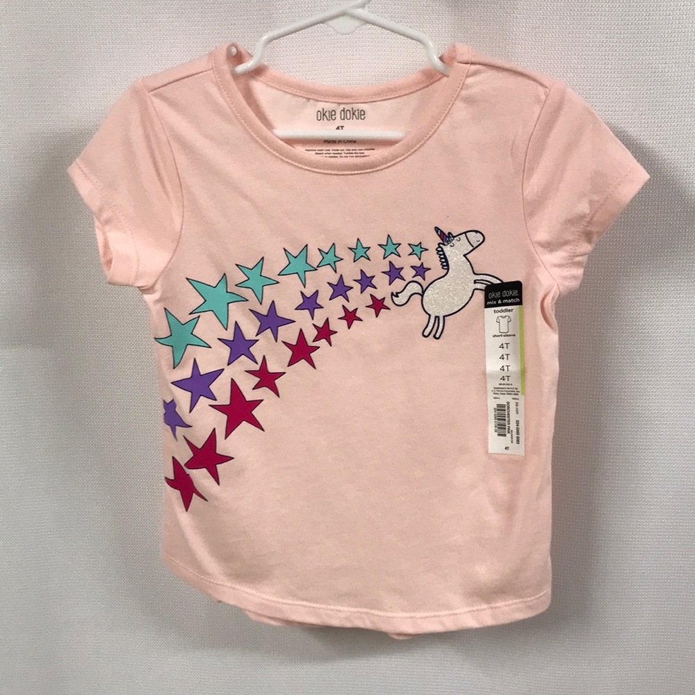 Okie Dokie pink unicorn tee girls Unicorn Top NWT